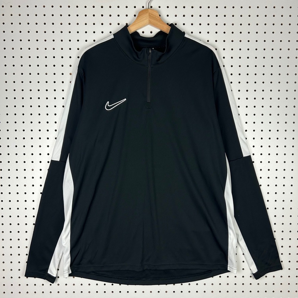 Nike Academy Soccer Pullover Mens XL Dri FIT 1/4 Zip Training Top Black White